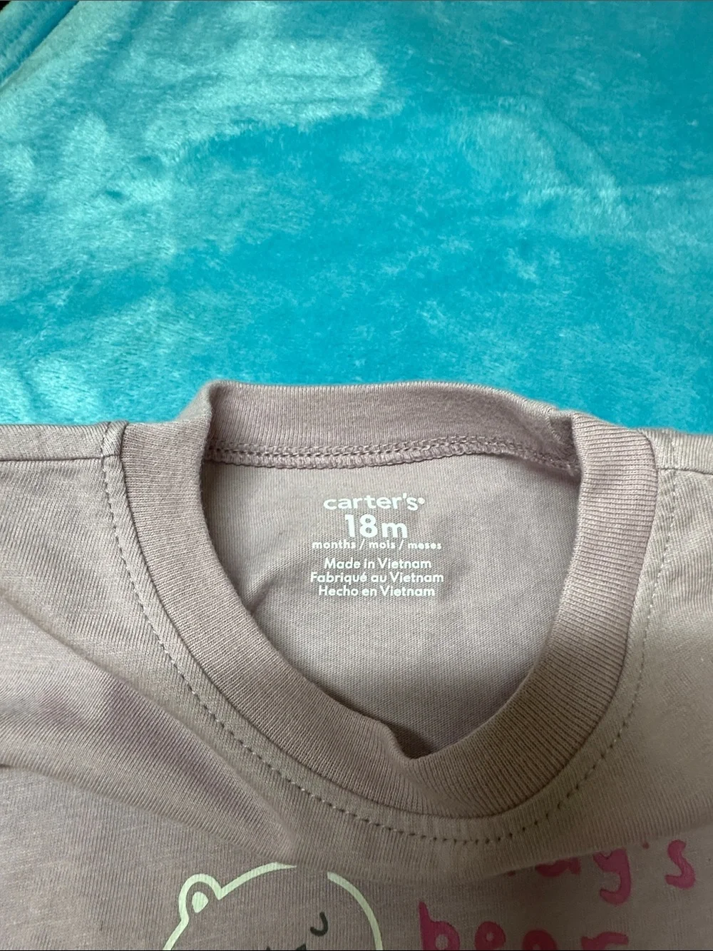 Carter's Mauve Long-Sleeve Baby One-Piece with Bear Hug Graphic